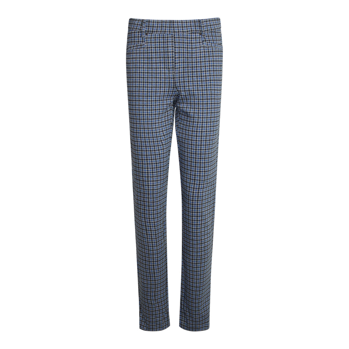 STRETCH PANTALON PIED DE POULE KOBALT ZWART