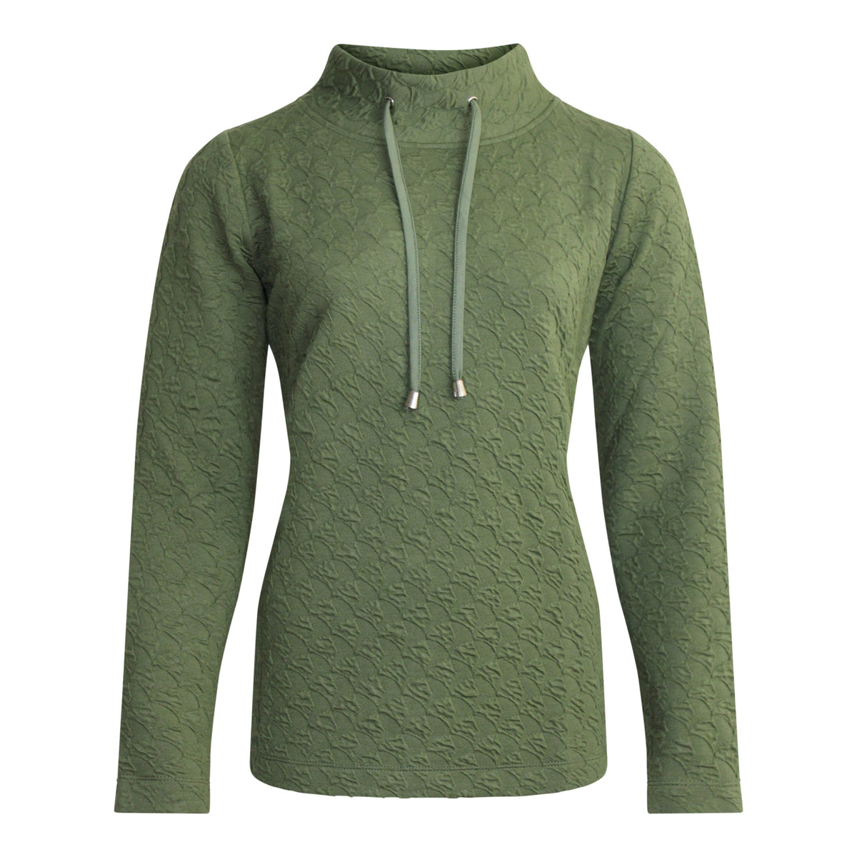 SWEATER OLIJF GROEN RELIËF